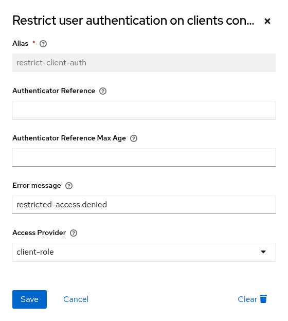 Authenticator configuration